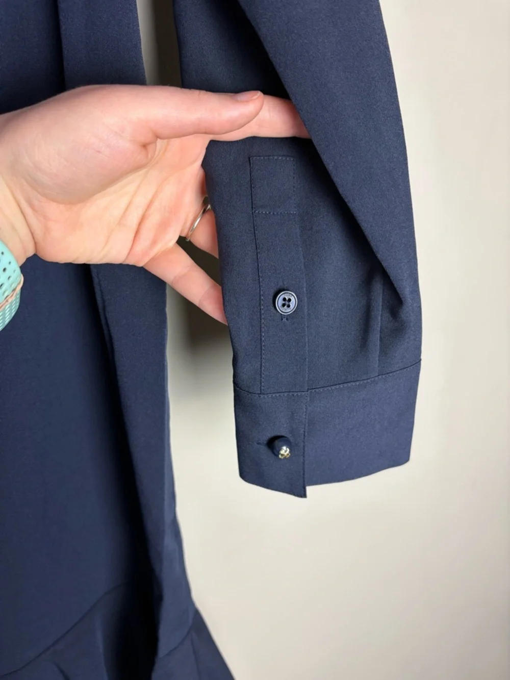 Tory Burch Jane Navy Ruffled Crepe de Chine Dress Size 6 - Picture 5 of 11